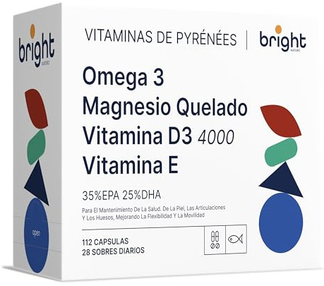 Omega 3 TG, Magnesio, Vitamina E, Vitamina D3 4000 - SmartAbsorb™ | para la inmunidad, el sistema nervioso y la salud ósea | 28 sobres diarios