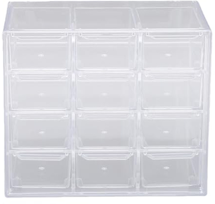 TYTOGE Organizador de Lentes de Contacto, Estuche de Almacenamiento Diario de 12 Rejillas de Gran Capacidad con Cajones Transparentes y Orificios para Montaje en Pared, para (12 Rejillas