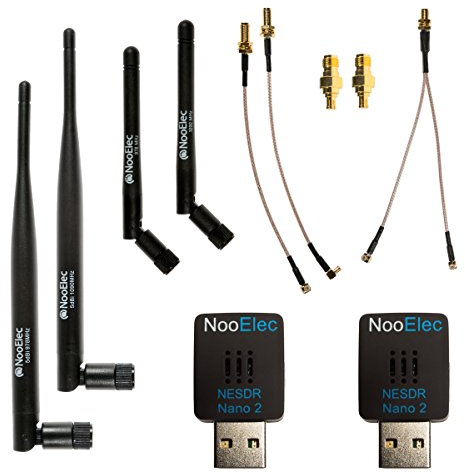 NooElec Dual-Band NESDR Nano 2 ADS-B Bundle, inkl. 2 kalibrierten & programmierten SDRs, 4 Antennen mit 978 MHz (UAT) und 1090 MHz (ADSB), Adapter und mehr
