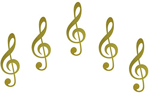 5 Stickers Treble Clef Treble Clef 10 cm Music Tattoo Car Door Window Decorative Film (Gold)