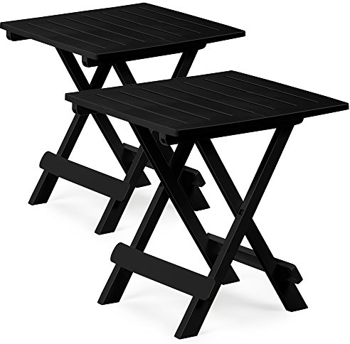 Deuba® 2er Set Gartentisch Klapptisch Adige 50x45x43 cm Klappbar Tragbar Campingtisch Balkontisch Beistelltisch - Schwarz