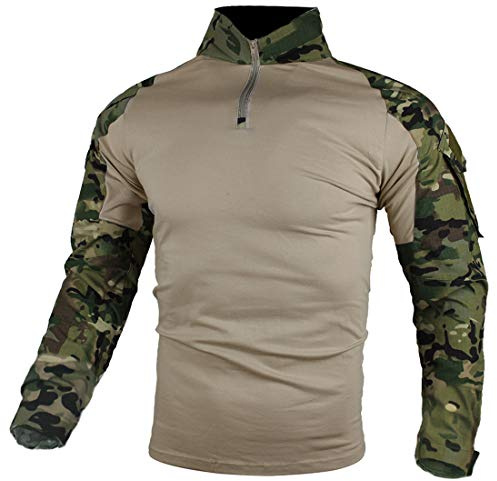 zuoxiangru Tactical Combat T-shirt för män, Ripstop andningsbar tröja för jakt Military Airsoft (Cp, EU S=Tag L)