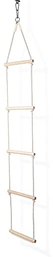 MAMOI® Strickleiter/Dreieck Hänge Leiter, Nachhaltig Hängeleiter aus natürlichem Holz und Baumwollkordel, skandinavisches Design, 100% ECO, Made in EU