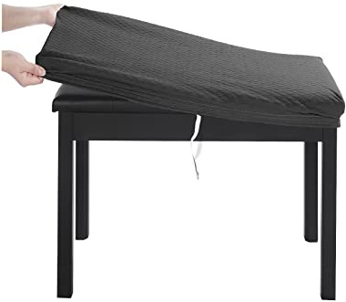 BUYUE Luxury Piano Bench Cover, (20- 27) L x (11.8- 15.7) W Stretch Jacquard Washable Rectangle Dressing Stool Slipcover (S, Grey)