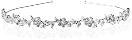 Clyhon Hochzeit Tiara,Braut mit verziert Perle Hochzeit Stirnband,Ideal für Proms/Parteien, Silber Kopfschmuck für Handgemachte Braut Stirnband mit Strass