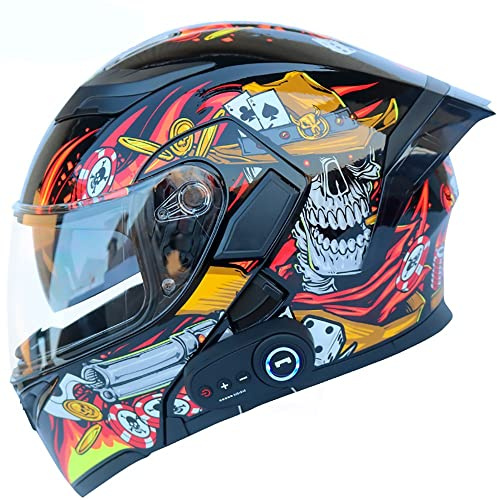 Casque Moto Modulable,ECE Homologué Casques Intégral Flip-Up Modulables Homme et Femme,Adulte Casques Intégraux Motocross avec Anti-buée Double Visière 54~63CM