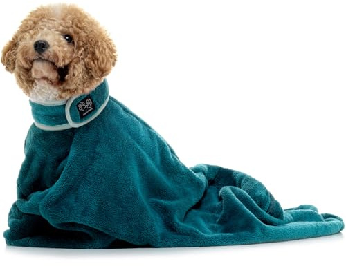 Lucky Paws® UK Dog Drying Bag - Luxurious Dog Towel Bag – Super Absorbent & Soft Dog Towels - Alternative for Dog Towelling Drying Coat - Dog Drying Towels - Perfect for Dog Grooming (S, Teal)