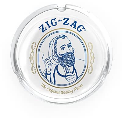 ZIG-ZAG Handcrafted Glass Ashtray - Classic Zig Zag Design, Ideal for Home, Office, Indoor & Outdoor Decor - Available in Vintage & White (Classic White)