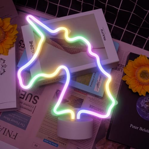 Lampada noce di Unicorno, Lampada Led Effetto Neon - Insegna al neon LED alimentata a batteria o USB - Insegne luminose per camera da letto per Natale, feste