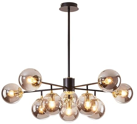 Modern Pendelleuchte Mid-Century Glas Globe Kronleuchter Vintage verstellbare Globe Pendelleuchte Farmhouse Industrial Hängelampe for Schlafzimmer Küche Insel Esszimmer Wohnzimmer ( Color : Smoke Gray