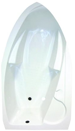 ONDÉE, kIT Baignoire et Tablier FANY, baignoire d'angle gain de place, 160x90cm angle à droite, 200L, Picots antidérapants, 5 pieds à vis de réglage de niveau fournis, Sans vidage, robinetterie