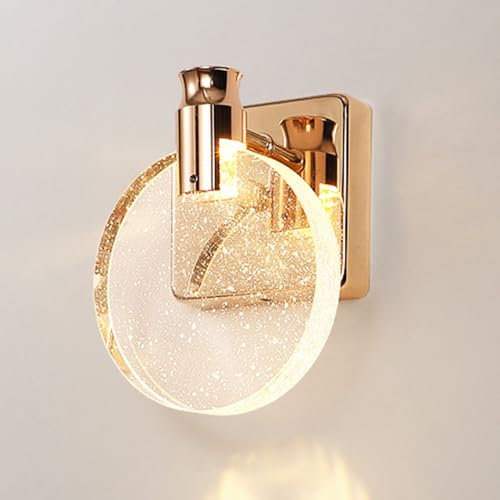 Jadssox Kristall-Wandleuchte, LED-Wandleuchte, Bubble-Kristall-Waschtisch-Wandleuchte, postmoderne runde Wandleuchte, 5 W, festverdrahtete Wandleuchten für Wohnzimmer, Schlafzimmer, Nachttisch