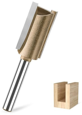 Router Bits 1/4 Shank, Straight Two Flute Router Bits 16mm Cut Diameter and 30mm Cut Length Tungsten Carbide Tipped Woodworking Milling Cutter for Smooth Cutting