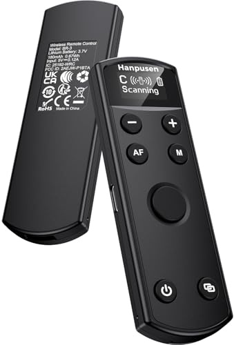 Für die Fernsteuerung von Canon-Kameras, Hanpusen Wiederaufladbarer Kabelloser Auslöser mit OLED-Bildschirm für R50/G7X Mark III/R8/R5/R/RP/R50 V/R10/R5 Mark II/M50/M200/6D Mark II, Ersetzt BR-E1
