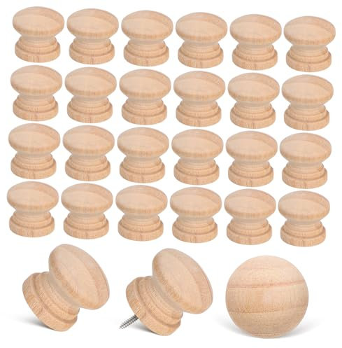 KOCKSHION 100pcs Rustic Wood Drawer Knobs Unfinished Mushroom Shaped Pulls for Cabinets Wardrobes Easy Installation Knobs for Kitchen Furniture Projects Sturdy Versatile Handles