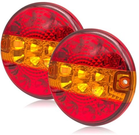 YOYOCOOL 2 PCS Feu LED Remorque Rond, Éclairage de arrière Camion 12V 24V pour Voiture, Tracteur, Caravane, RV