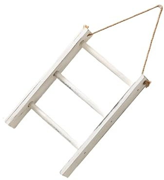 Dasbsug Toallero de escalera vintage de madera maciza para decoración del hogar y ahorro de espacio, estante de almacenamiento para el baño