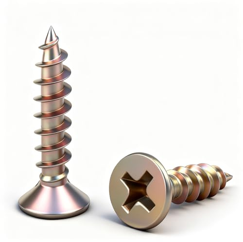 QANCEN 50 piezas Tornillos Autorroscantes para Madera, Cabeza Avellanada en Cruz M5x40mm, Tornillos de Cabeza Plana Adecuados para Proyectos de Bricolaje y Muebles