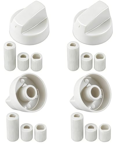 KEPYATI Manija Perillas Mando Universal Para Horno, Perilla Placa De Vitrocerámica, Perillas De Cocina, Manija Cocina De Gas, Incluye 3 Adaptadores, 4 Cm Diámetro, Pack 4 Unidades (Blanco)