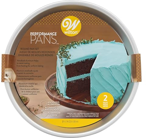 Wilton Performance Pans Runde Kuchenform Ø 23 cm 2 Stück: Backform Rund für Gleichmäßige Wärmeverteilung Kuchenblech Tortenform Kuchenbackform - 22,8x5,08 cm, Weiß