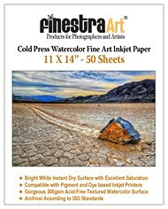 11 X 14 Cold Press Watercolor Fine Art Inkjet Paper - 50 Sheets