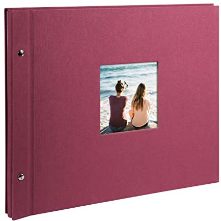 goldbuch 28508 Schraubalbum mit Fensterausschnitt, Bella Vista Trend, 39 x 31 cm, Fotoalbum mit 40 schwarze Seiten mit Pergamin-Trennblättern, Album erweiterbar, Fotobuch aus Leinen, Fuchsia