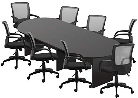 GOF 6FT, 8FT, 10FT Conference Table & Chairs (G10900B) Set, Dark Cherry, Espresso, Artisan Grey, Mahogany, Walnut (10FT with 8 Chairs, Espresso)