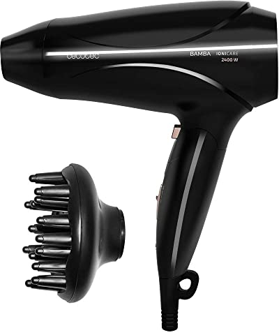 cecotec Asciugacapelli Ionic IoniCare 5450 Power&Go Pro Fire 2400 Watt di potenza, ioni reali, funzione ad alto flusso e aria fredda, diffusore incluso, nero con accenti bronzo