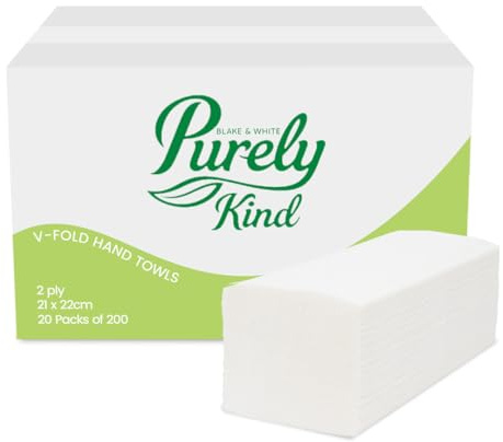 Blake & White 08INTN Purely Kind Handtücher, V-Falz, 2-lagig, weiß, FSC-zertifiziert, Box mit 4000 Stück