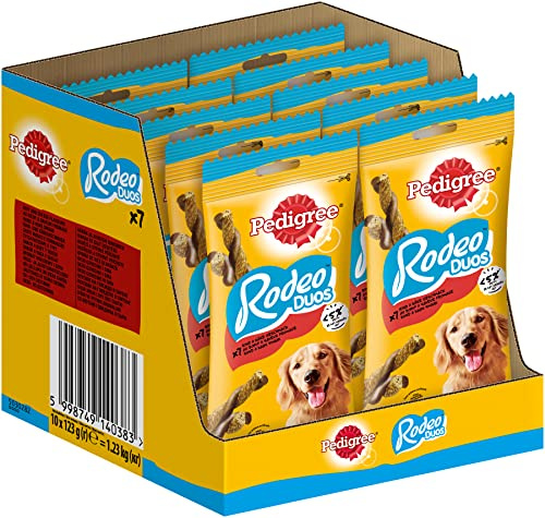 Pedigree Rodeo Sticks Hundgodis, Nötkött och Ost, Paket med 70 (10 x 7st)