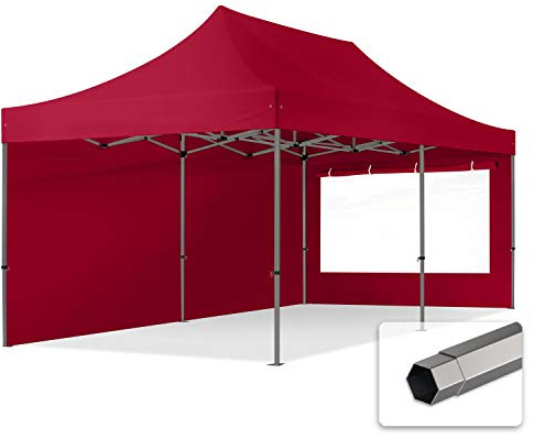 TOOLPORT 3x6 m Tonnelle Tente Pliante Barnum Acier, PES 750, côtés panoramiques, Rouge