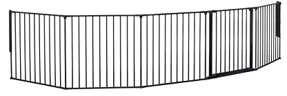 BabyDan Galten XXL, 90-350 cm, Kaminzaun/Treppengitter/Raumteiler/Kaminumrandung, Schwarz, Hergestellt in Dänemark - Kinderschutzgitter/Sicherheitsgitter (Haustiergitter/Hundegitter/Hundespielgehege)