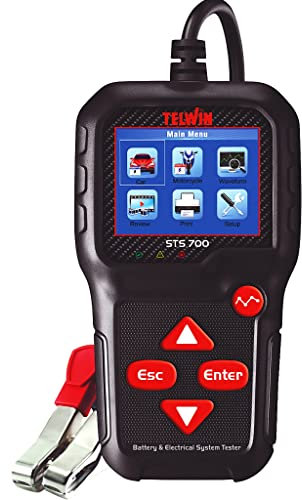 Comprobador de Baterías de coche y moto profesional. Tester digital para la comprobación de la batería, de la capacidad de arranque (CCA), sistema de arranque y circuito alternador del vehículo.