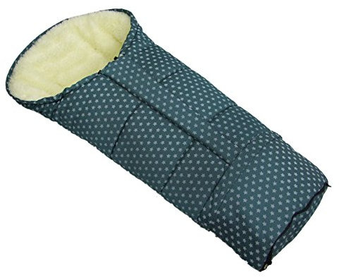 BAMBINIWELT Winterfußsack MUMIE MELIERT Sterne – universaler Fußsack aus Lammwolle für Kinderwagen, Buggy & Schlitten – Wasser- & windabweisend, größenverstellbar (90-110 cm) (Olive)