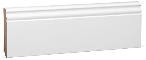 KGM Sockelleiste Hamburger Profil MDF - Weiß, 2440 x 18 x 96 mm, 1 Stück | Fußleiste, direktlackiert RAL9016, für PVC, Vinyl & Laminat, robuste Oberfläche, PEFC-zertifiziert
