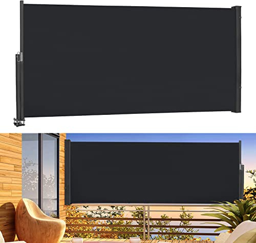 YRHome Seitenmarkise Sichtschutz 100 x 300 cm Ausziehbar Witterungsbeständig Markise Seitenwandmarkise Seitenrollo mit Wandhalterung Wandmontage Sonnenschutz für Balkon Terrasse Garten Anthrazit