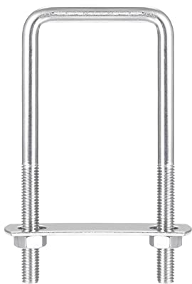 sourcing map 2 Sätze Quadratische U Bolzen 52mm(2.05) Innenbreite 120mm Länge M8 304 Edelstahl U Klemmschraube mit Mutter und Platte für Bootsanhänger