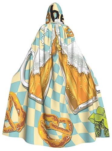 ZORIN Cape à capuche Costumes d'Halloween 59 Robe avec capuche abstraite Oktoberfest Chope de bière unisexe Capes de déguisement pour Halloween Noël Cosplay Party