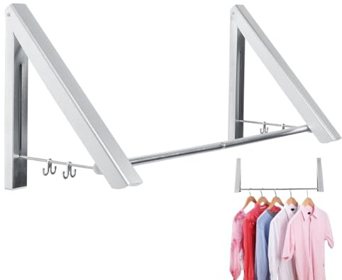 Topyond Wandmontierter Wäscheständer, Zusammenklappbarer Wäscheständer aus Aluminium, Tragbarer Wäscheständer Für Waschküche, Badezimmer, Turm