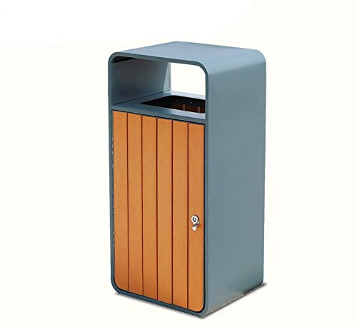 Pattumiera per Raccolta Pattumiera quadrata in plastica e legno, for esterni/interni, con pannello da incasso, 63 l/16,6 galloni, pattumiera commerciale, pannelli scanalati decorativi Gettacarte Cesti