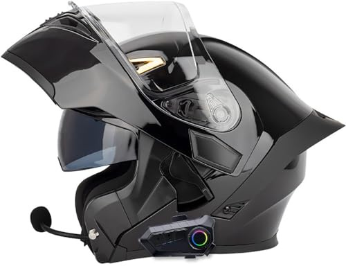 Motorradhelm Helm Motorrad Mit Bluetooth Integriert Klapphelm Mit Doppelvisier Mit Eingebautem Mikrofon für Automatische Reaktion ECE-Zertifizierung Für Frauen Männer S~XXL