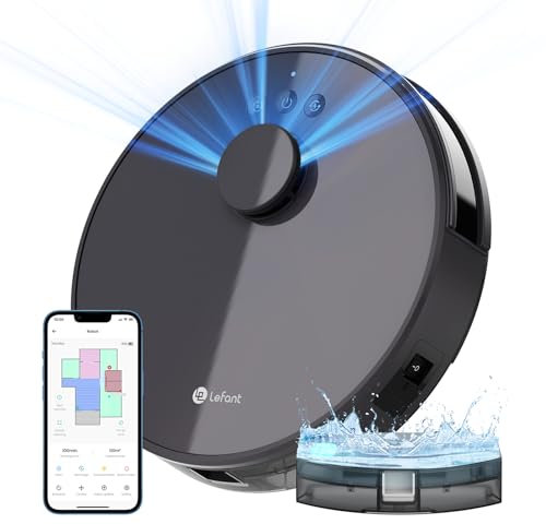 Lefant Robot Aspirateur Laveur 2 en 1, Super Aspiration 5500Pa, Navigation LDS, Cartographie, Zones Virtuelles, Aspirateur Robot Connecté par Alexa/APP/WiFi, Idéal pour Poils Animaux, Tapis Sols Durs