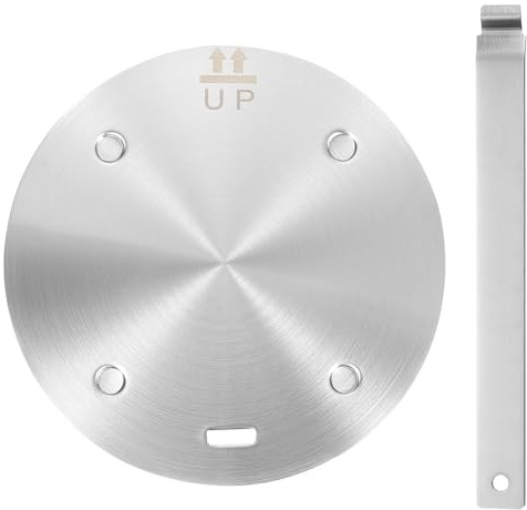sourcing map Plaque diffuseur de chaleur pour cuisinière à gaz de 16,3 cm, plaque adaptateur à induction avec poignée amovible, protection pour ustensiles de cuisine, décongélation, ton argenté
