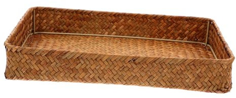 PRETYZOOM Bandeja Tejida Rectangular Para Frutas Plato De Almacenamiento Decorativo Cesta Tejida Para Servir
