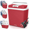 Jago® Kühlbox - 20/25/40L, Griff, 12/220V, Auto, Steckdose, Kühl-, Warmhaltefunktion, Blau/Anthrazit/Rot - Elektrische Kühltasche, Mini-Kühlschrank, Camping, Picknick, Strand, Wohnmobil (Rot, 20 L)