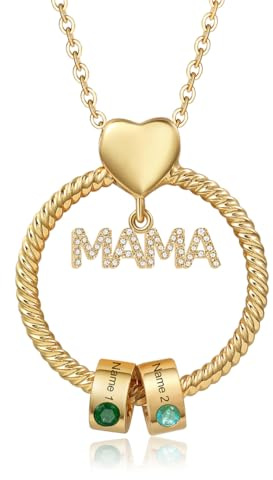 Wamantic Kette Damen Geschenke für Mama - Personalisierte Gold/Silber MAMA Ketten mit 1–5 Namen Halskette Schmuck Charms Anhänger für Mutter Tochter Weihnachten Muttertag Geburtstag