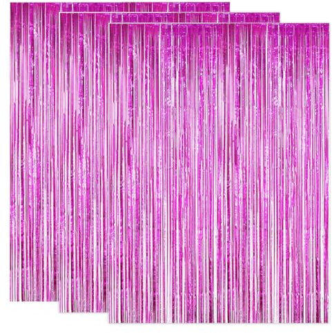 SGERUFZ 3 pezzi Tende da festa con sfondo glitterato, 1 Tenda con nappe in foil con glitter per decorazione di compleanno, matrimonio, baby shower, Halloween