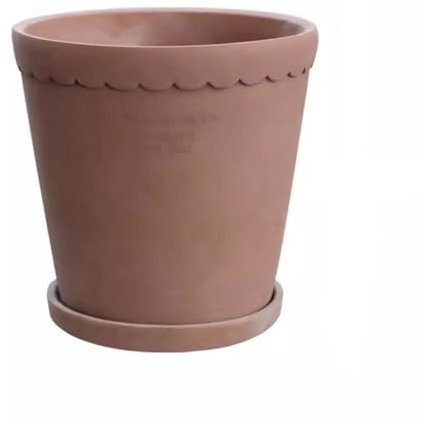 NEBE Jardineras al Aire Libre Macetas De Cemento Retro, Macetas De Tejas De Barro, Macetas De Cerámica Rojas, Macetas De Gres con Bandeja De Pie Alto Macetas para Plantar