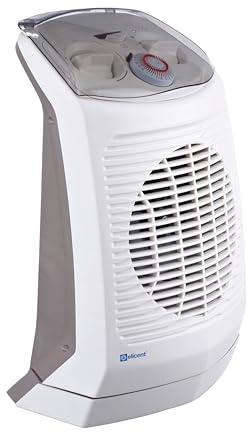 ELICENT | Caldo Bagno 2000, Termoventilatore con Termostato Regolabile, Oscillazione Destra/Sinistra Automatica, con Maniglia, Superficie Riscaldata 20m²
