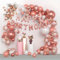 Arco de Globos Decoracion Cumpleaños Mujer. 133 pcs con Mariposas Decorativas, Banner Happy Birthday, Globos Rosa Dorado, Naranja y Globos Estrella. Decoración Baby Shower Niña y Guirnalda Cumpleaños